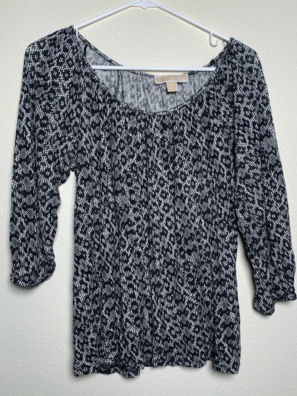 Michael Kors Black and White Printed Scoop Neck Tunic